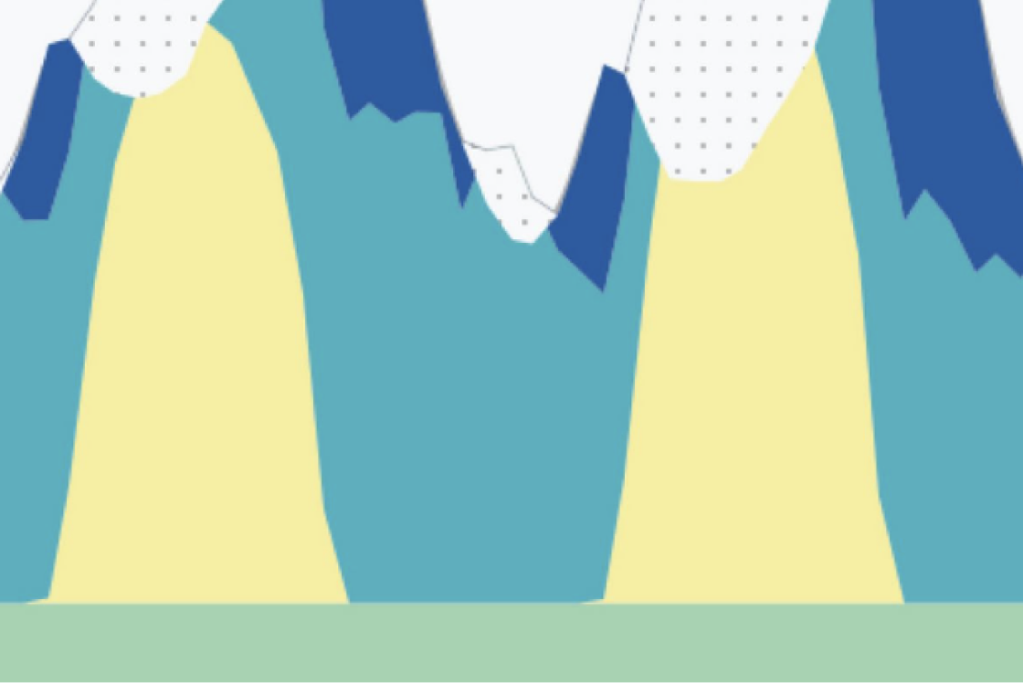 Eine Grafik mit orangen, türkisen und blauen Kurven zur Darstellung der verschiedenen Energiequellen in Abhängigkeit von der Nachfrage
