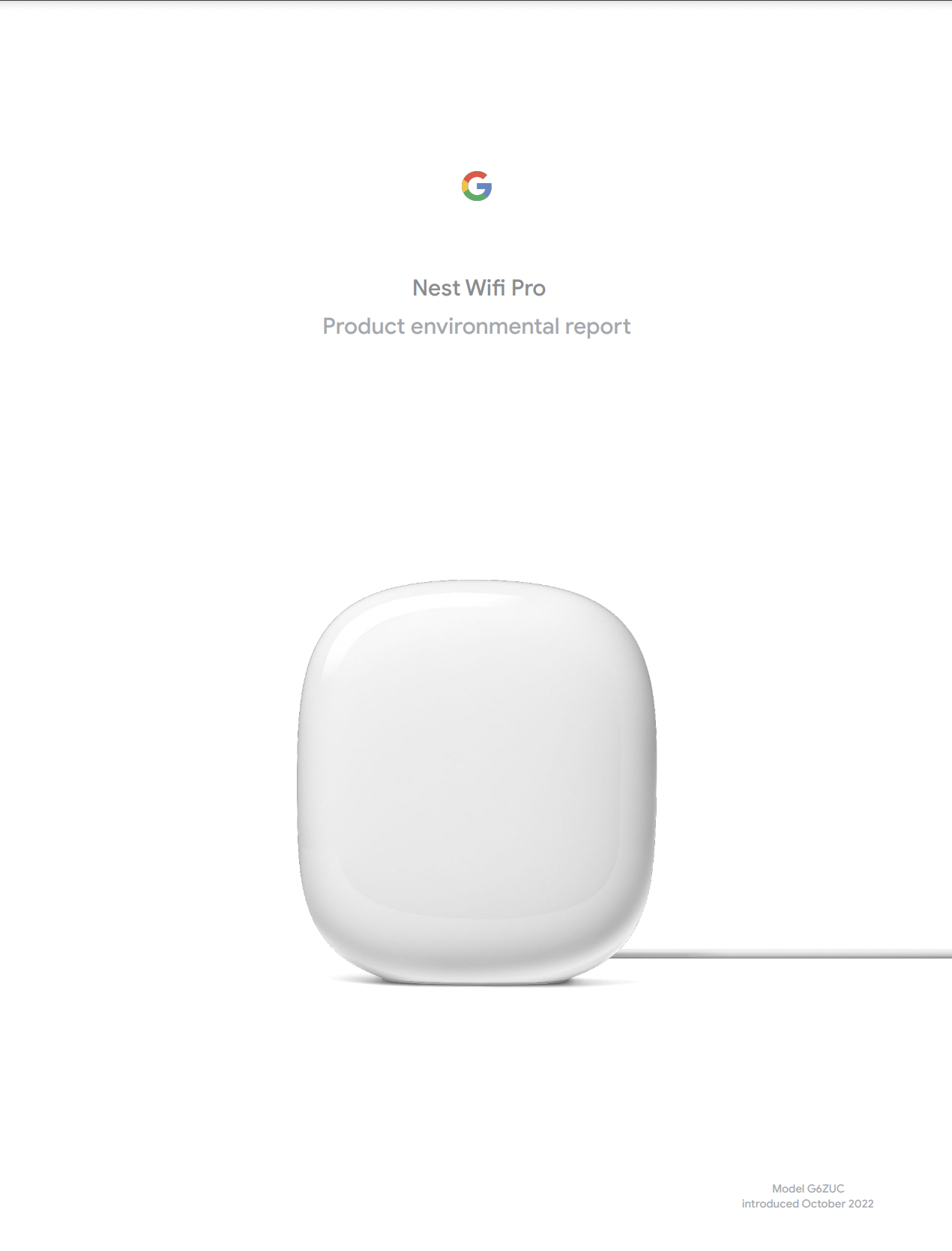 Cover image of the Nest Wifi Pro Product Environmental Report
