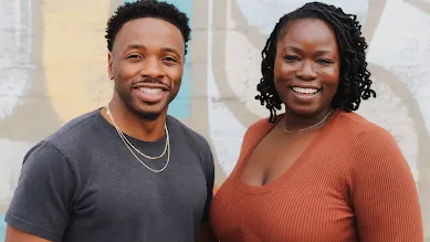 A man and a women in one frame.