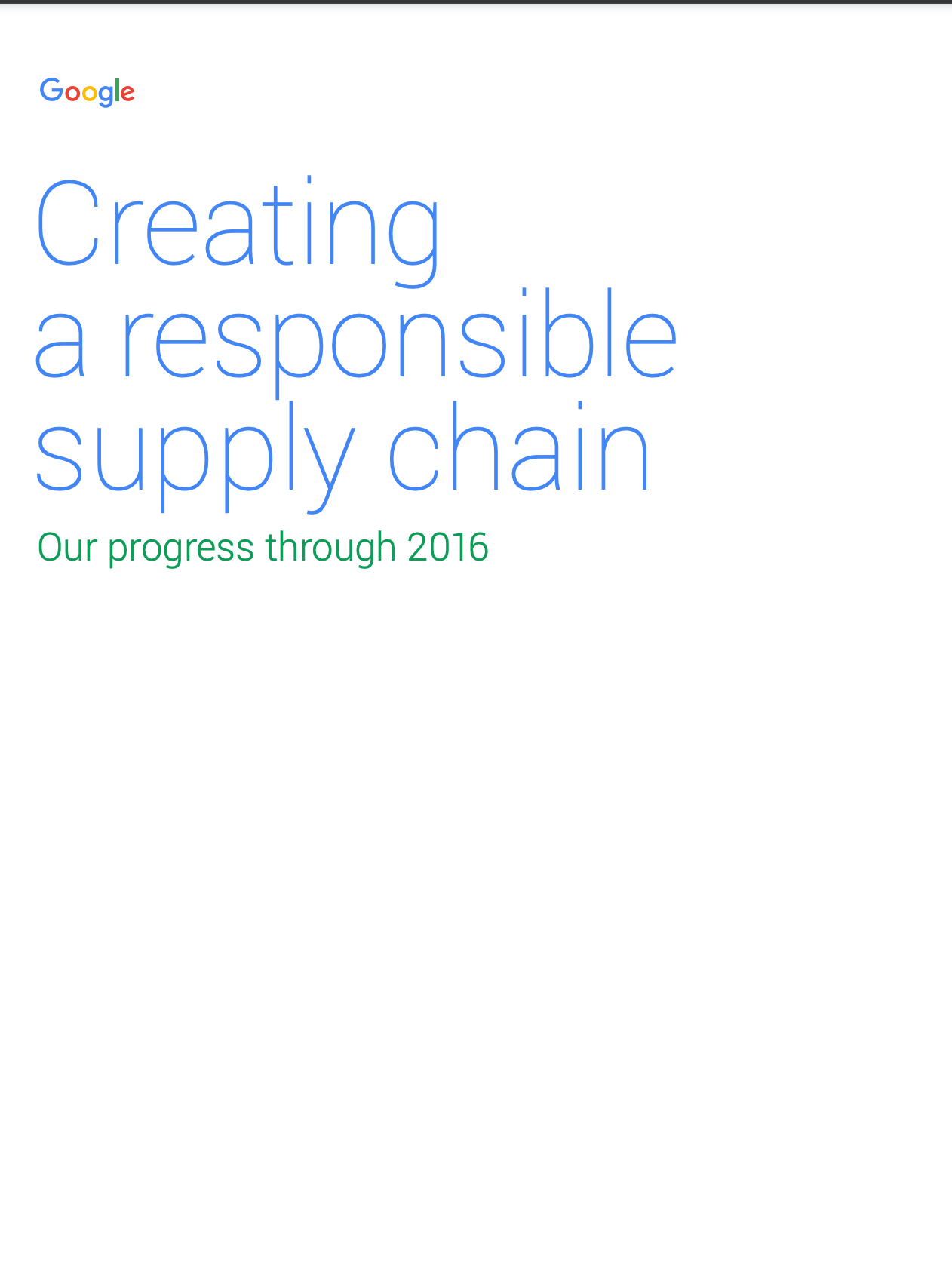 Cover image of the 2016 Responsible Supply Chain Report