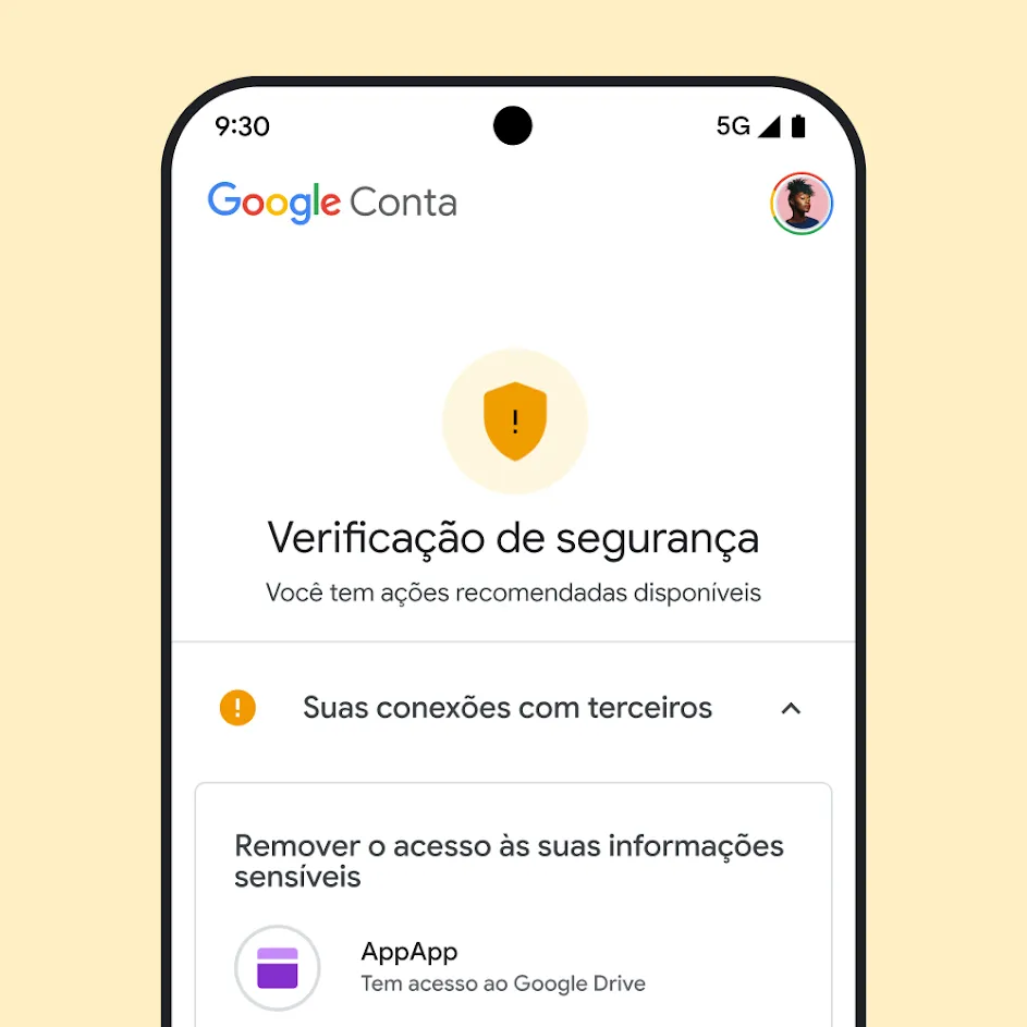Imagem da interface da Verificação de Segurança do Google.