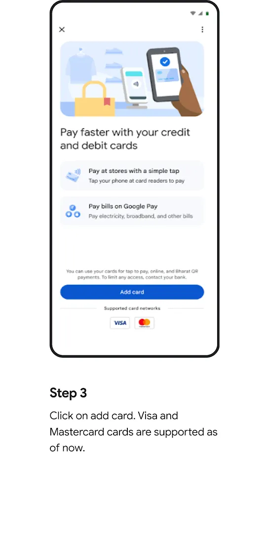Tap to pay setup process step 3.
