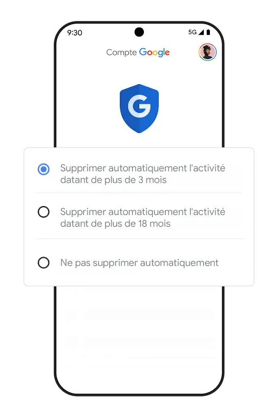 Image d'un téléphone affichant la fenêtre des paramètres de suppression automatique.
