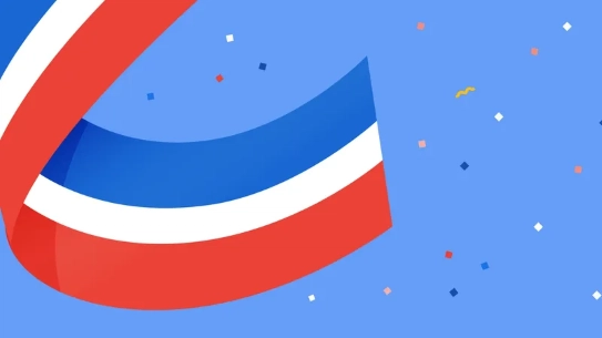  red, white, and blue ribbon with confetti