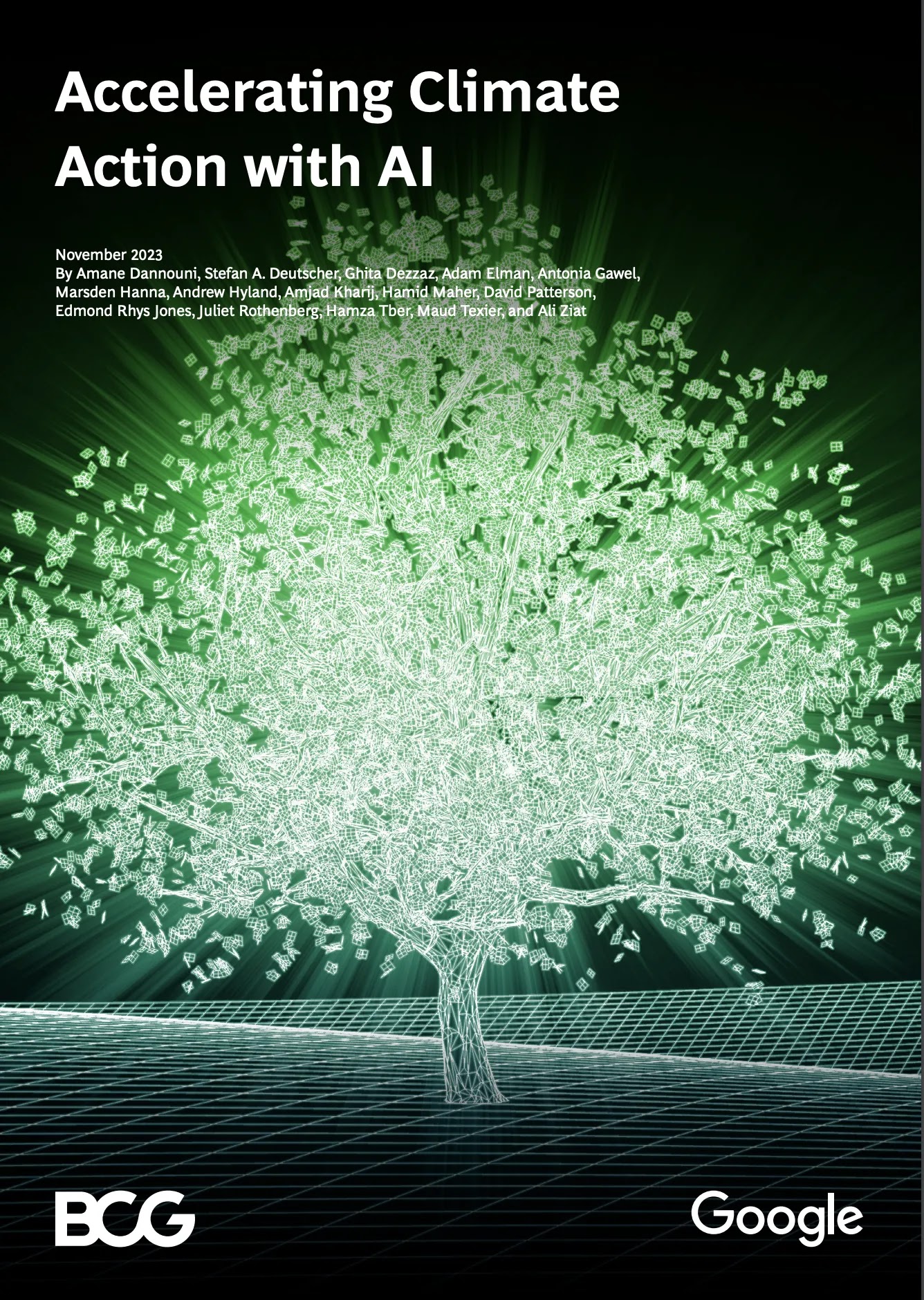 A green tree against a black background