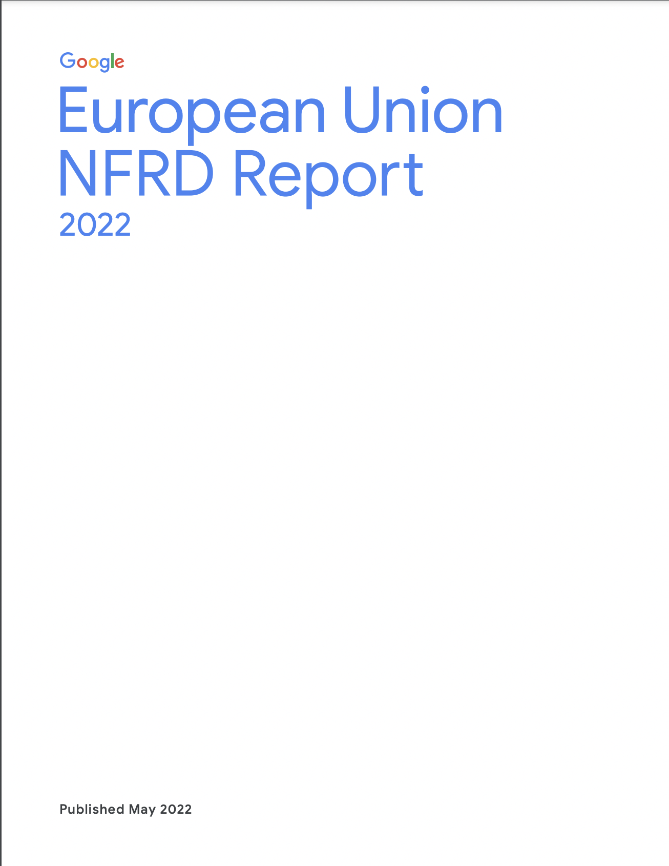 Cover image of the 2022 European Union NFRD Report