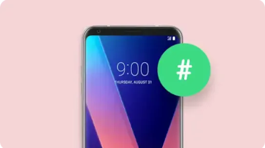 An illustration of a smartphone displaying a lock screen with a green circular icon containing a white hash symbol (#) overlaying the right side, representing the EMM token enrollment method.