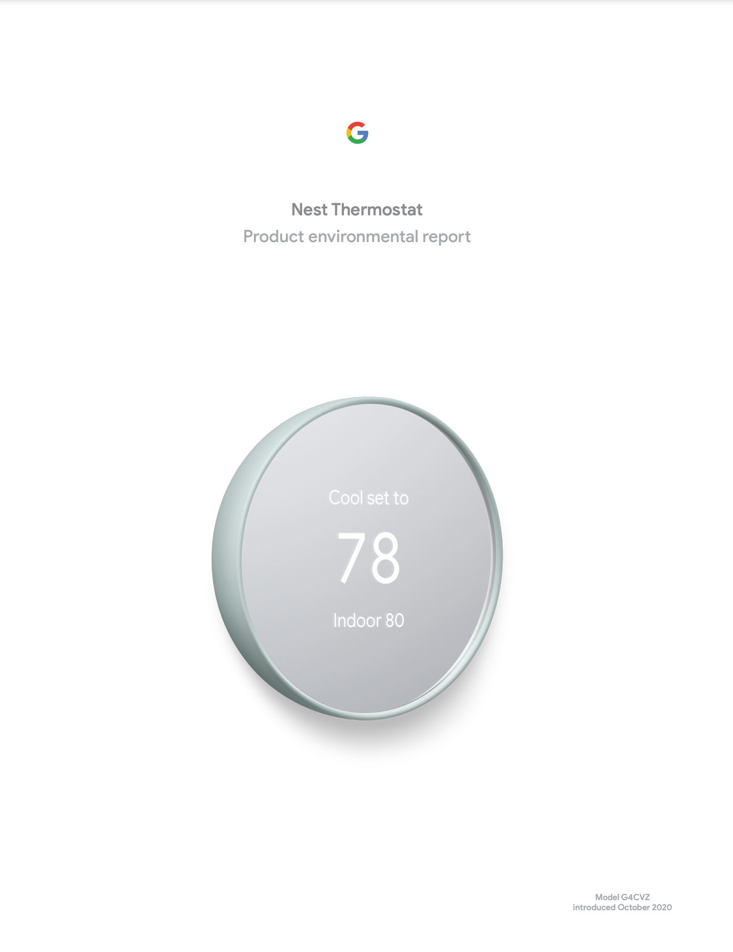 Cover image of the Nest Thermostat 2020 Product Environmental Report