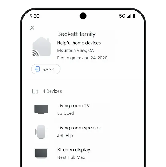 Google Account device activity page