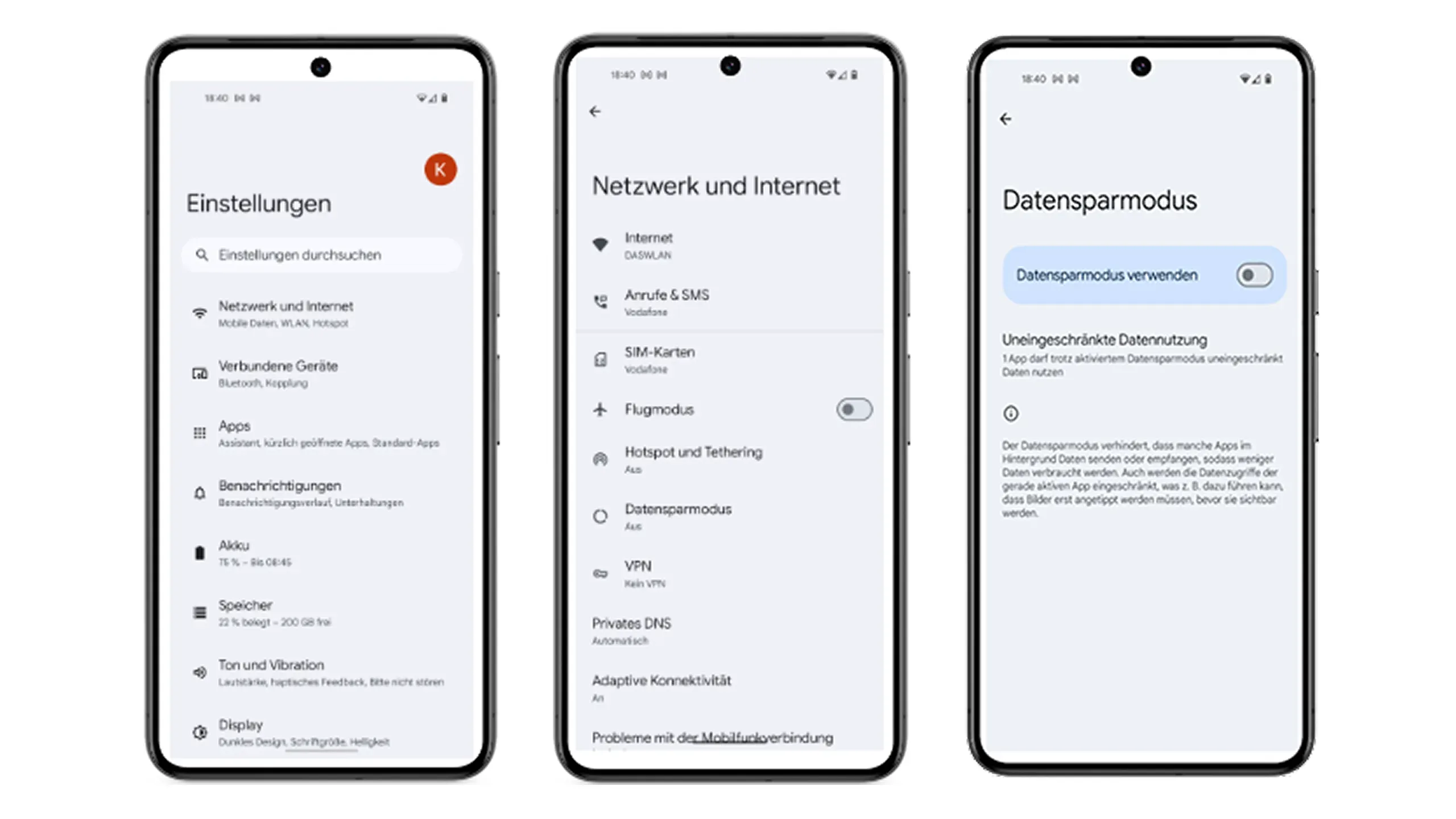 Den Datensparmodus einstellen