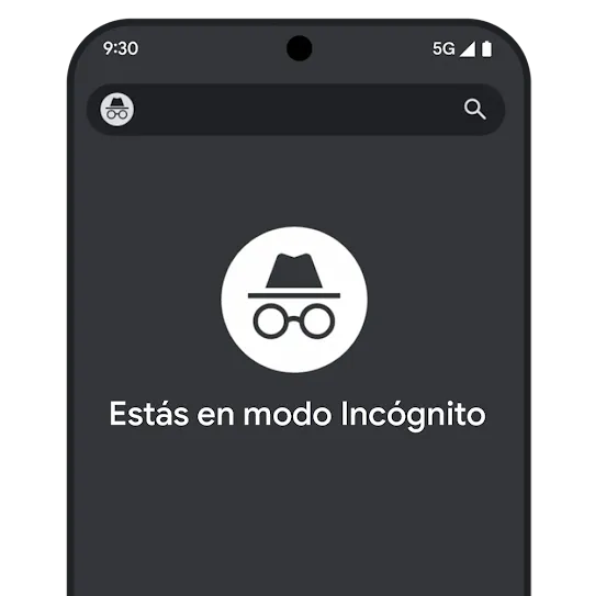 Pestaña de incógnito del navegador Chrome