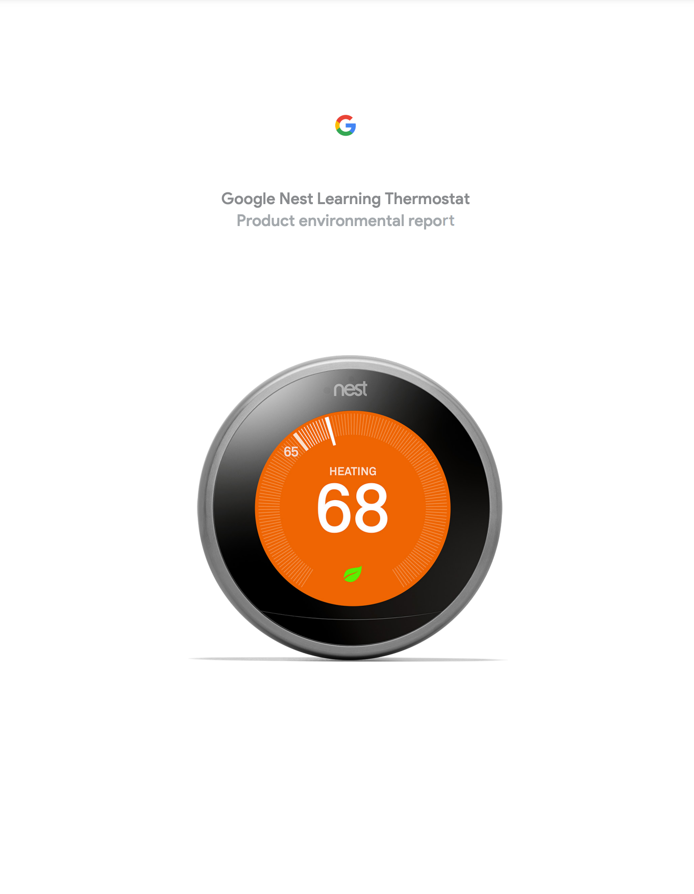 Cover image of the Google Nest Learning Thermostat Product Environmental Report