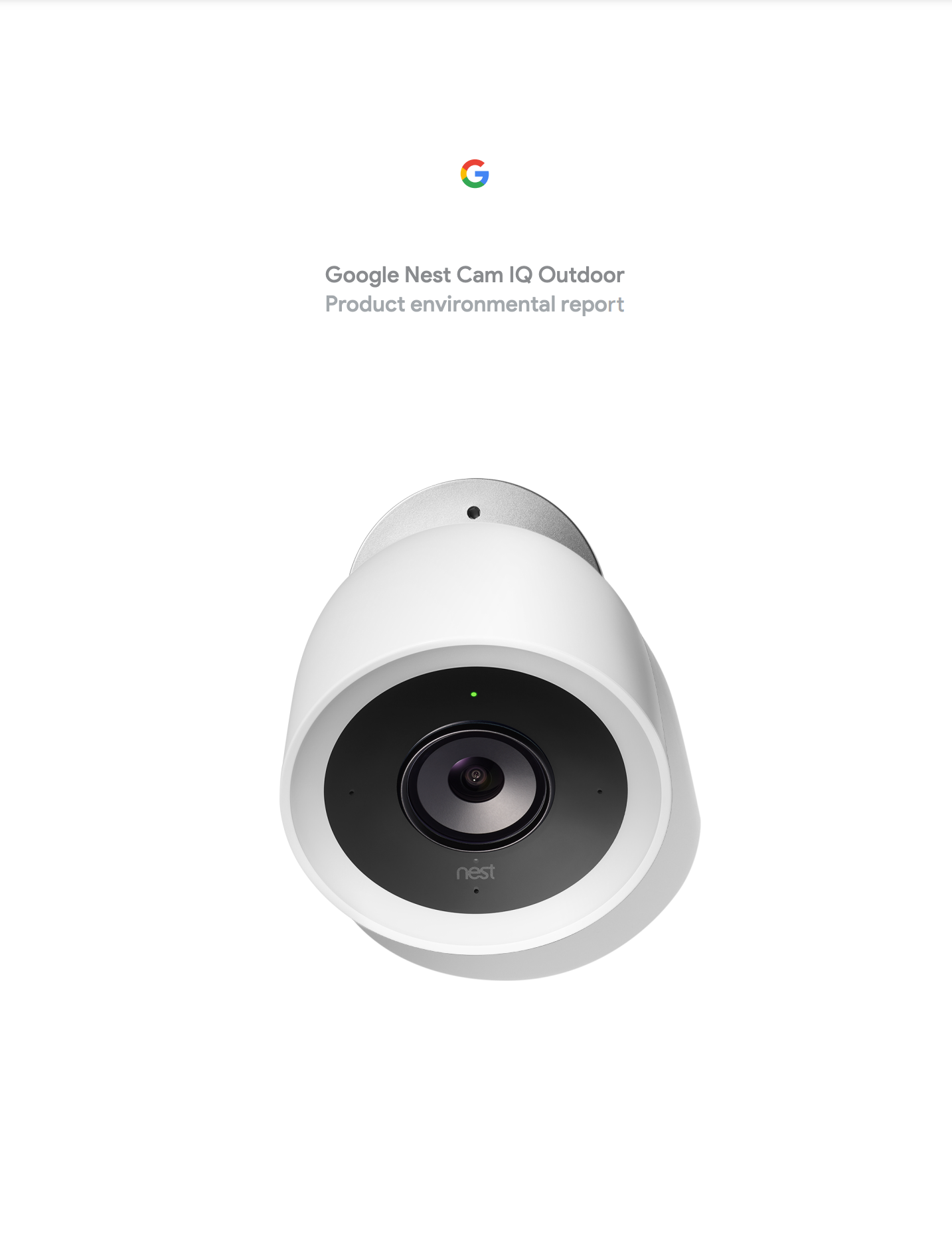 Cover image of the Google Nest Cam IQ Outdoor Product Environmental Report