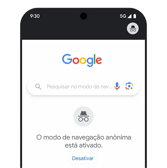 Imagem do modo de navegação anônima
