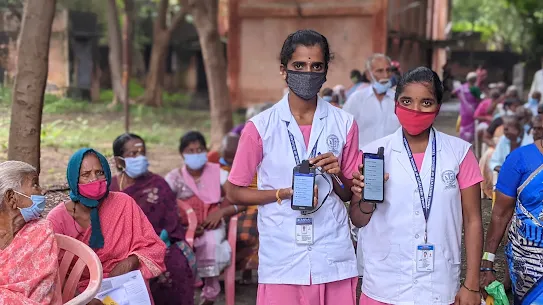 Community health workers in India using Visilant's smartphone-based eye screening solution built with MedGemma.