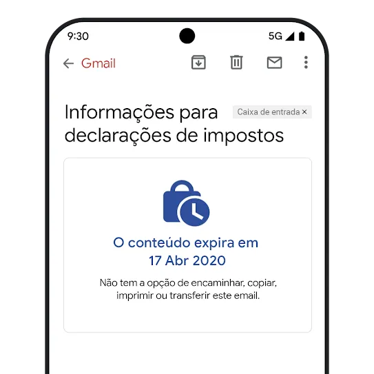 Gráfico da expiração de mensagens do Gmail