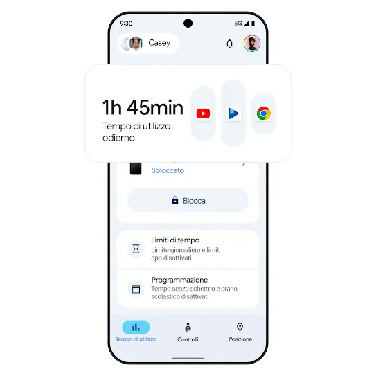 Immagine di uno smartphone con risultati relativi al tempo di utilizzo. 