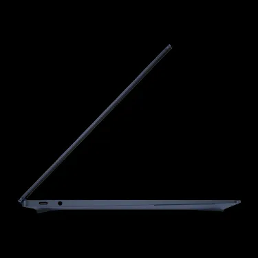 Googlebook laptop open, ultra-thin side profile.
