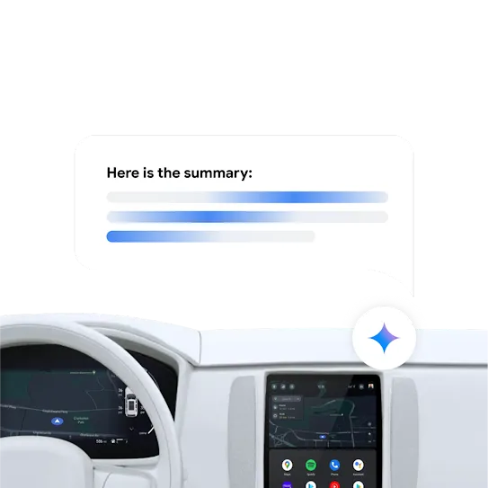 An example of how Summaries on Auto appears above a white car dashboard.