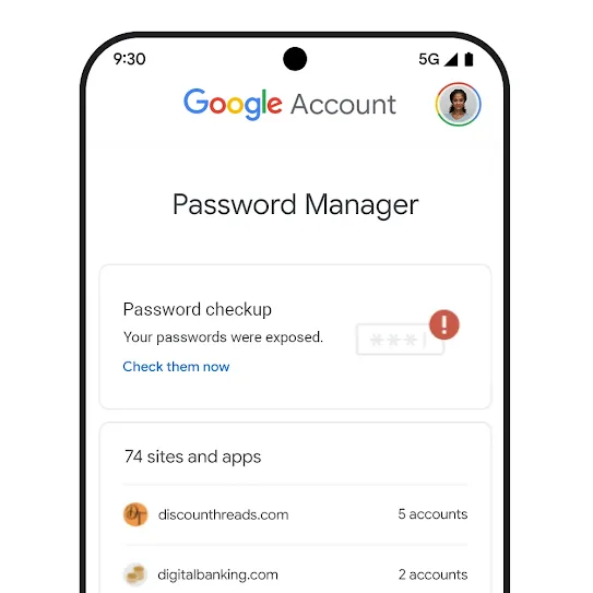 Phone image with Password Checkup UI.