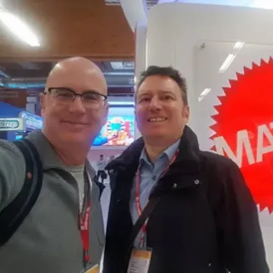 Hoyt Games co-founders David L. Hoyt and Colin Morgan at the Nuremberg Toy Fair