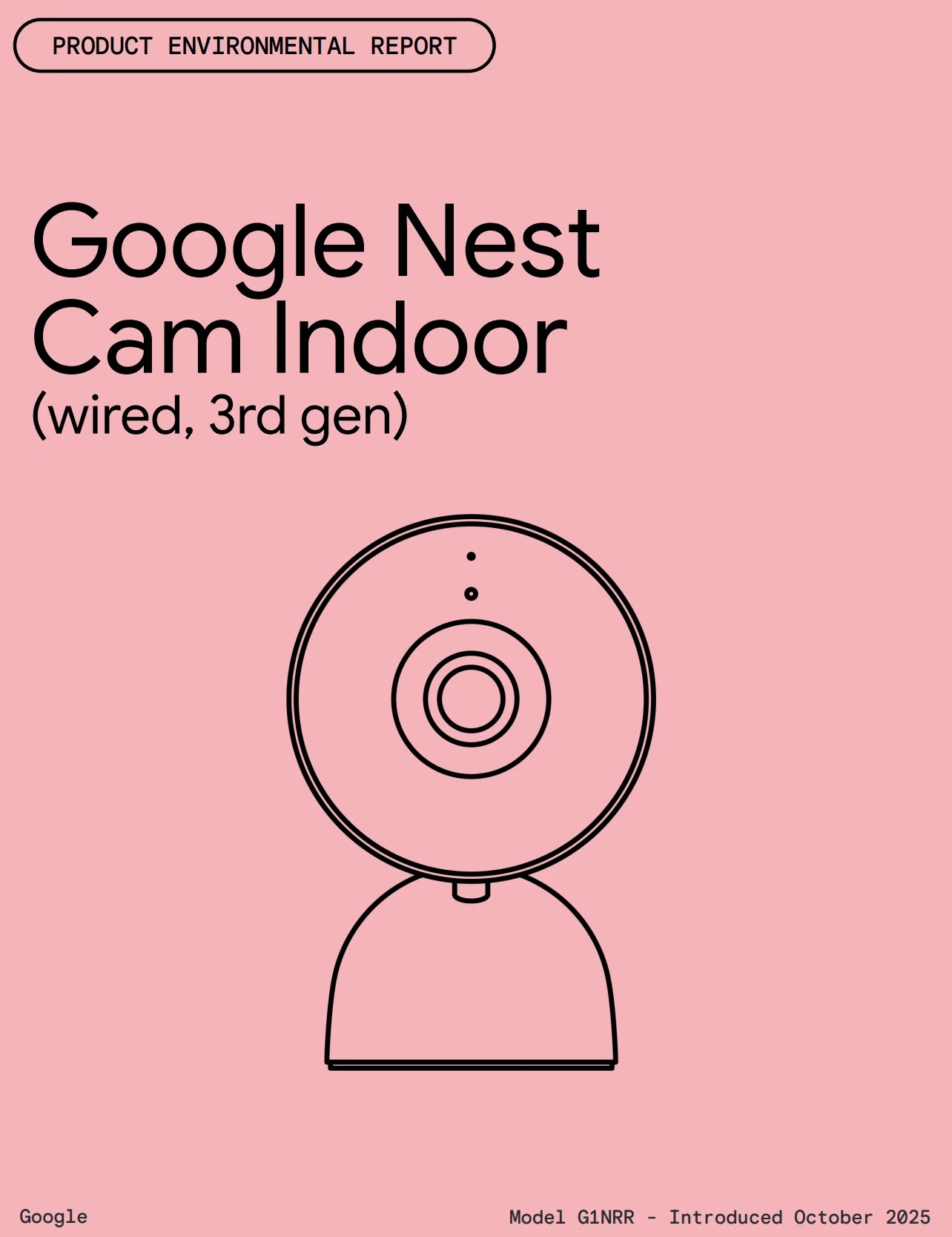 Cover image of Google Nest Cam Indoor (wired, 3rd gen) Product Environmental Report