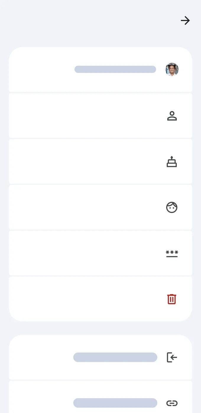 מרכז הבקרה של פרטי חשבון מוצג בממשק המשתמש של Family Link.