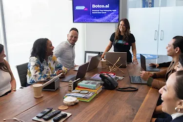 People working at conference table