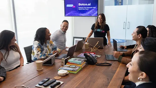 People working at conference table