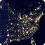 Satellite image of the eastern United States at night