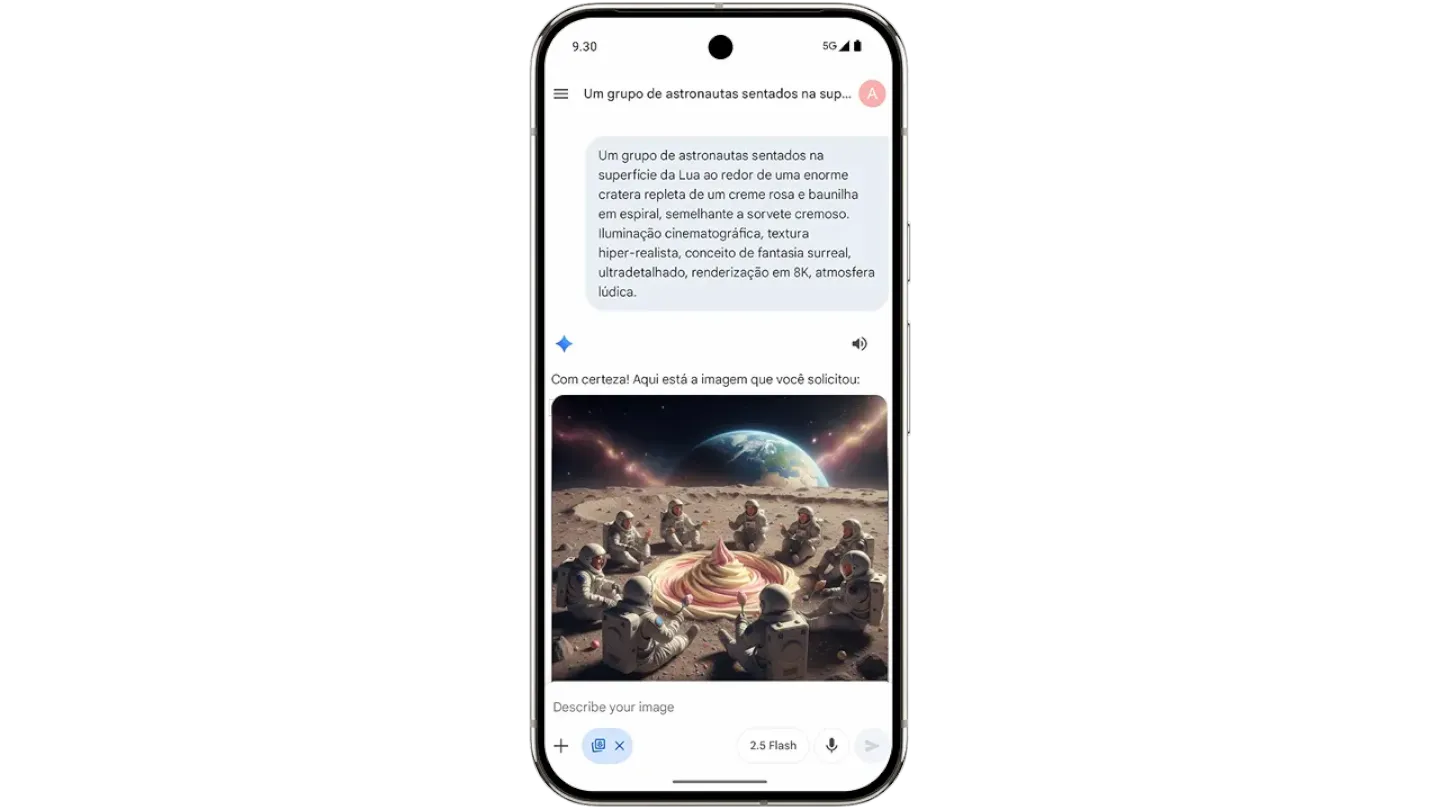Capture d'écran montrant l'interface de l'image générée par l'IA, avec le prompt et le résultat.