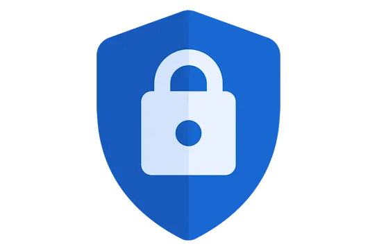 Blue shield with lock icon