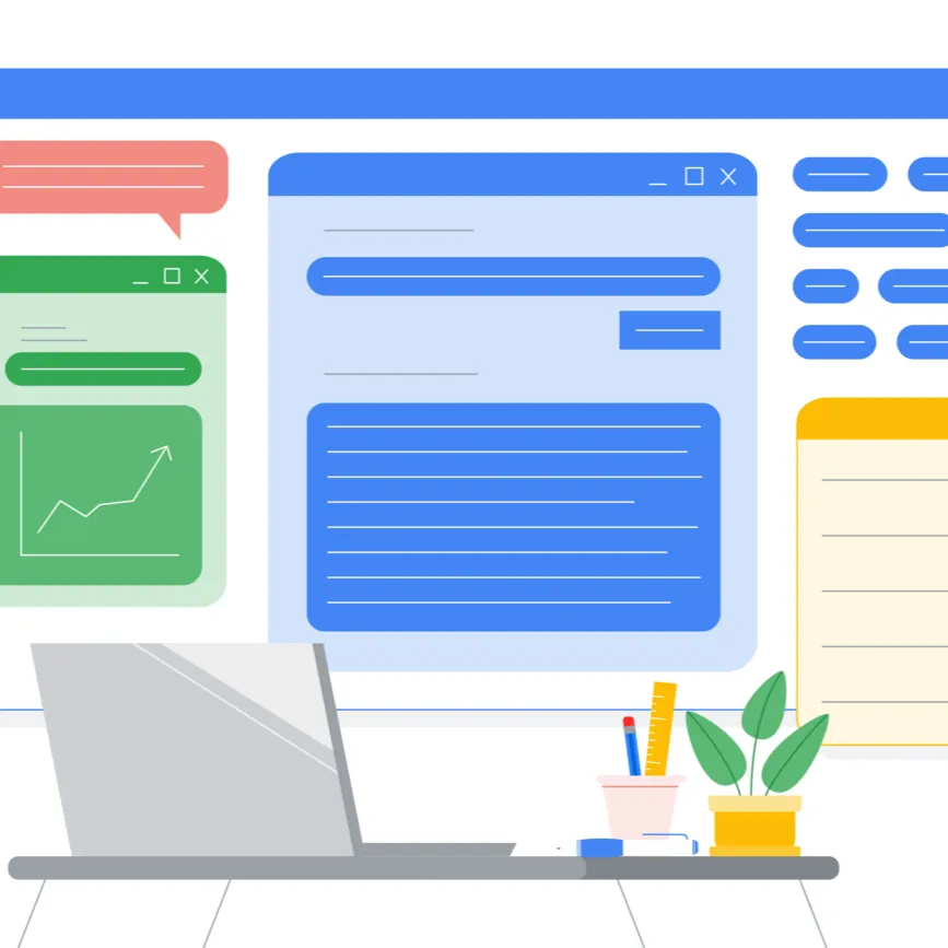 An illustratiion of a large computer screen behind a student's desk