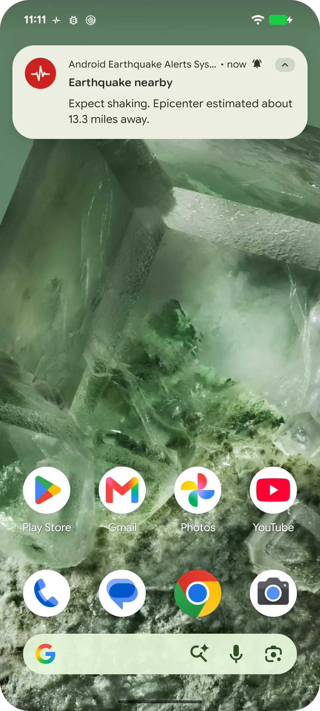 Phone UI with Earthquake nearby notification | Be Aware