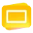 Le logo Google&nbsp;Slides, une page jaune avec une diapositive bordée de blanc au centre.