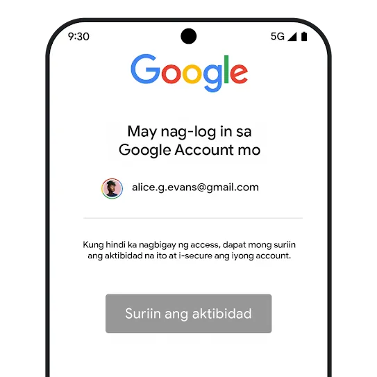 Graphic ng kaligtasan ng account sa Gmail