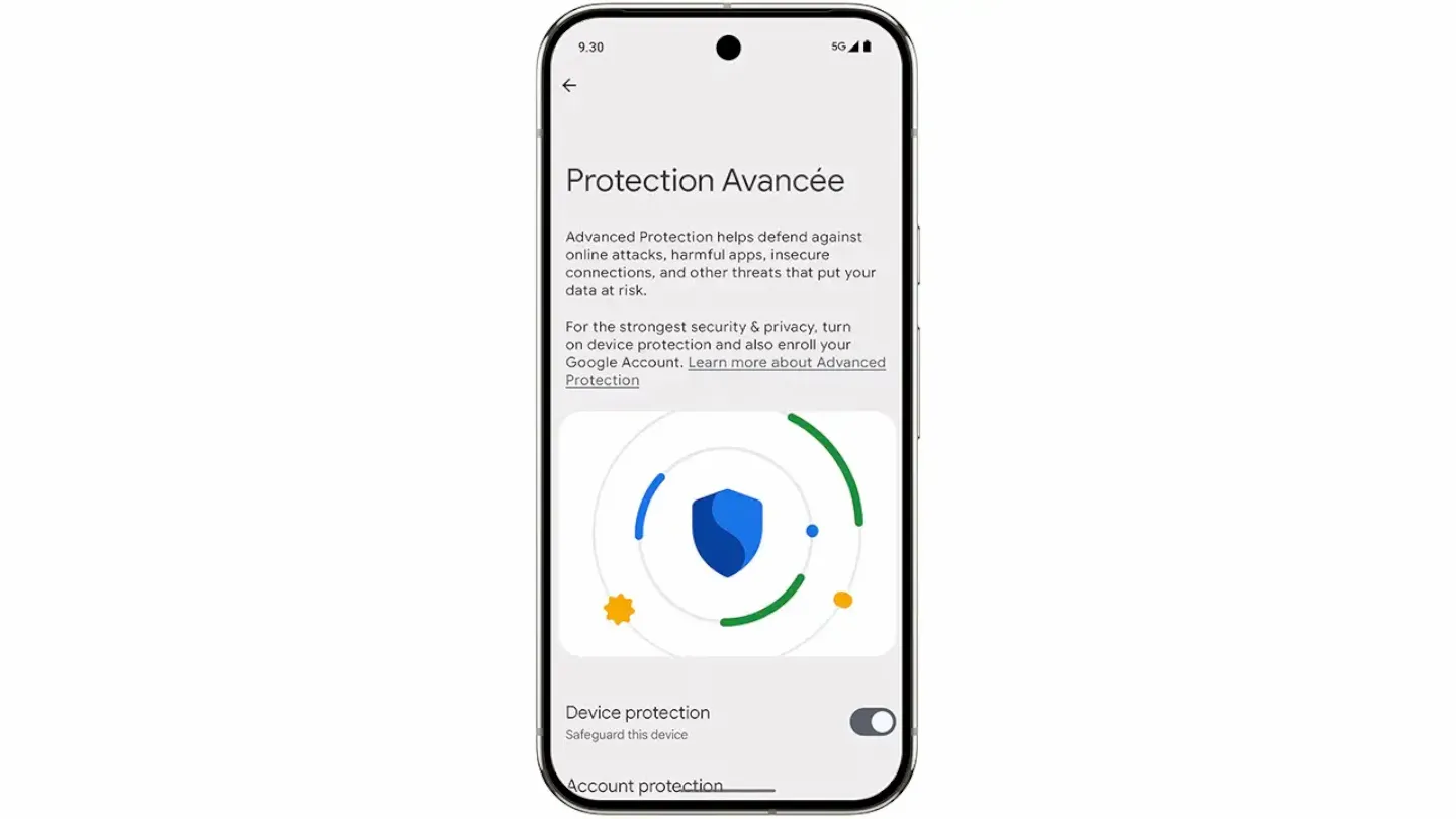 Image montrant les paramètres de protection avancée.