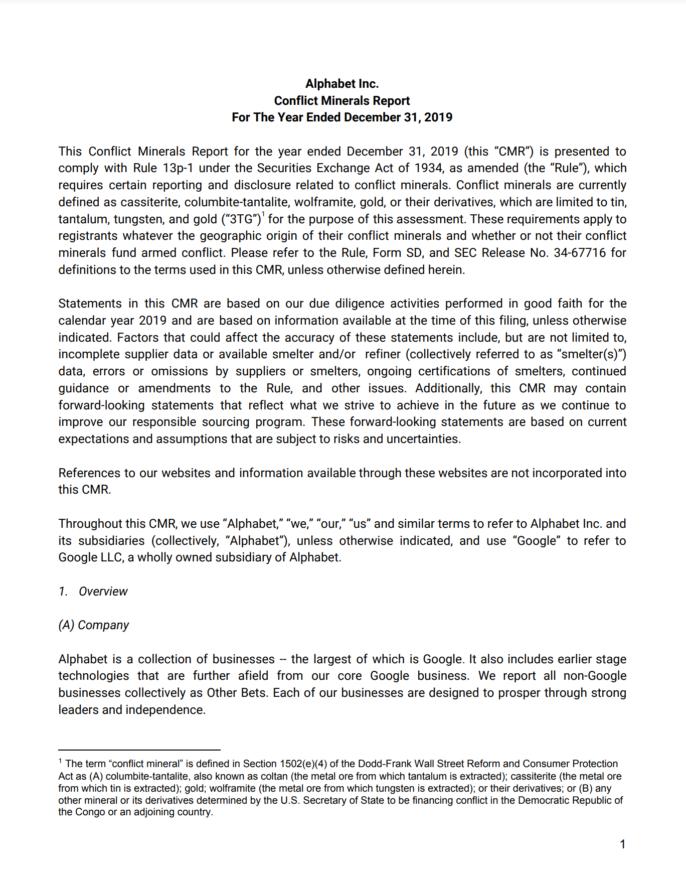 Cover image of the 2019 Conflict Minerals Report