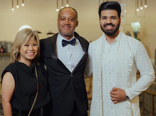 Shawn Mottley with his wife at the wedding celebration for a member of his development team based out of India.