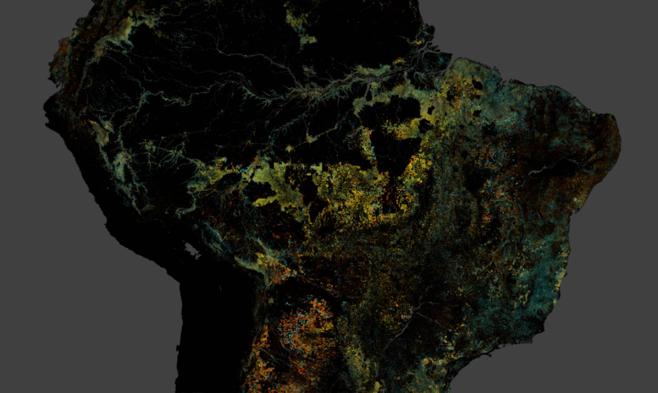 Aerial view of South America