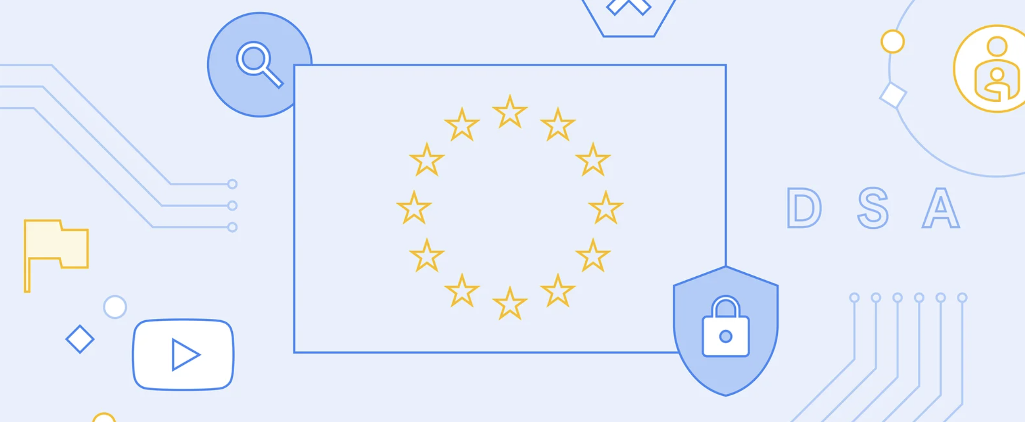 An illustration suggesting security via images of padlocks as well as the stars of teh european union