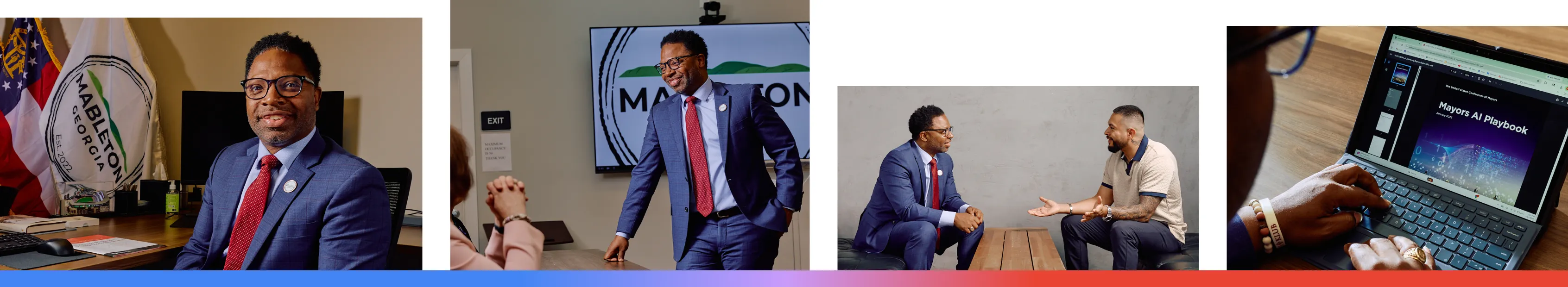 Four images of Michael Owens, the Mayor of Mableton, Georgia.