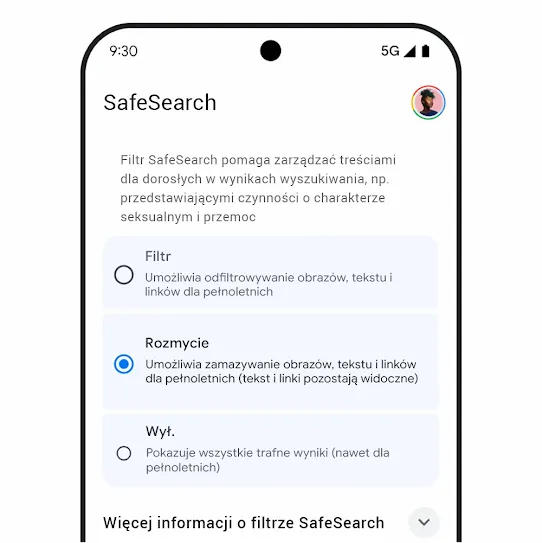 Grafika przedstawiająca filtr SafeSearch