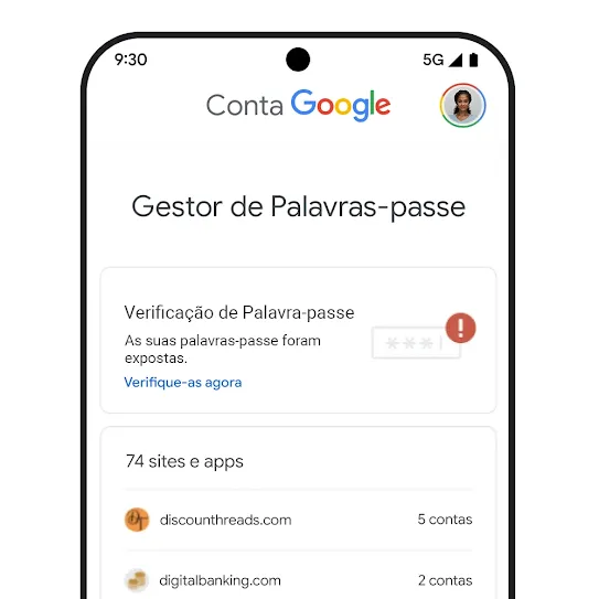 Imagem de um telemóvel com a IU da Verificação de Palavra-passe.