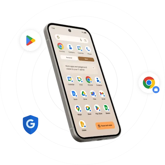 A device screen showcasing work profile feature.