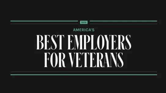  2025 America’s Best Employers for Veterans on a black background