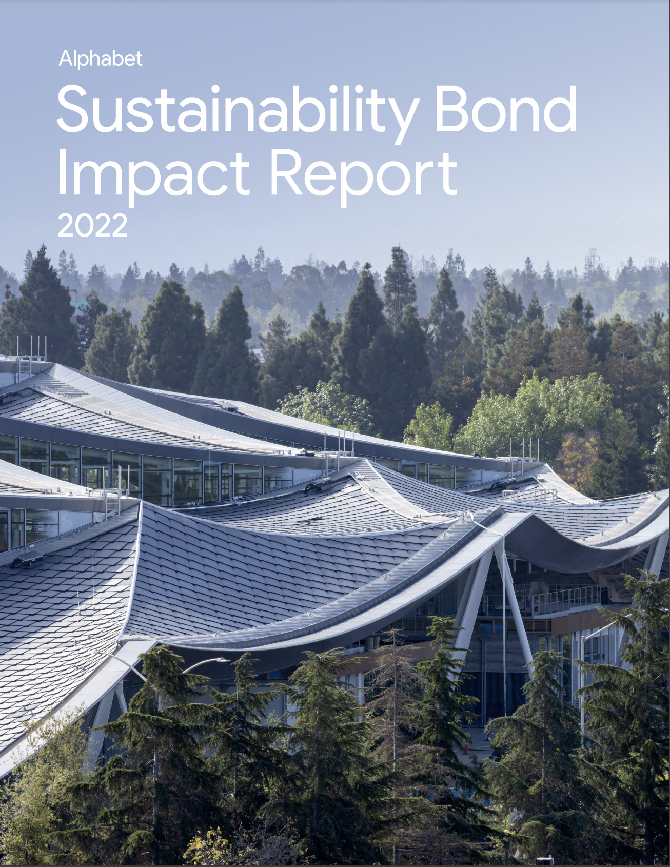 Cover image of Alphabet's 2022 Sustainability Bond Impact Report