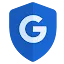 Scudo blu che mostra Più al sicuro con Google