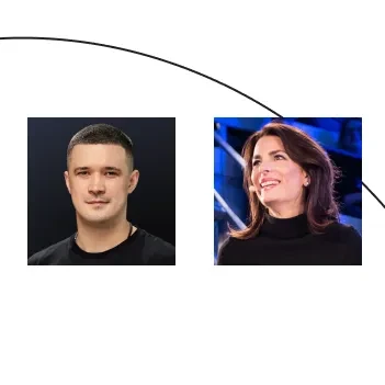 A graphic with the headshots for First Deputy Prime Minister of Ukraine Fedorov, Annette Kroeber-Riel, and Marcus Jadotte.