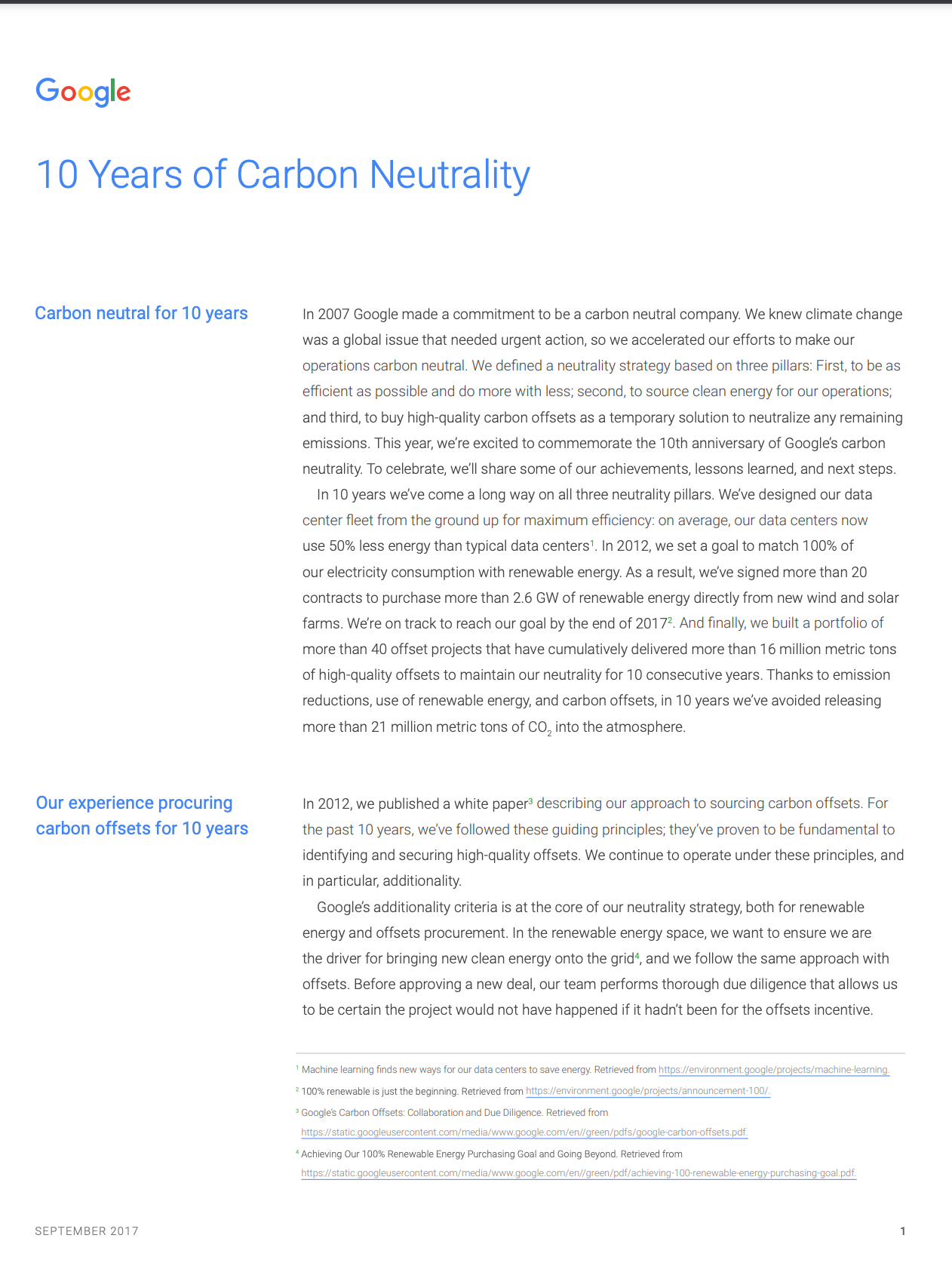 Cover image of 10 Years of Carbon Neutrality white paper